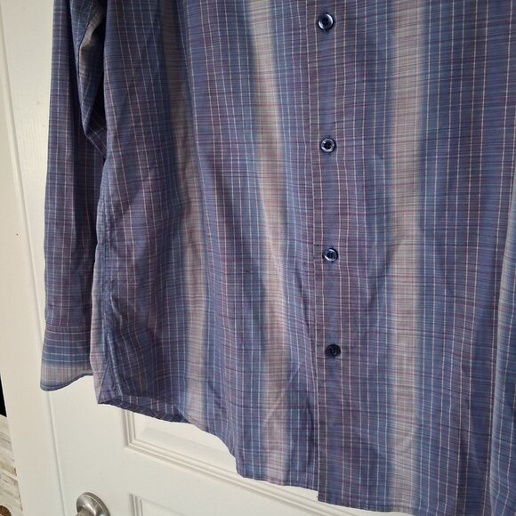 Tommy Bahama Shirt Men Large Purple Stripe Silk Cotton Blend Long Sleeve - Picture 6 of 7
